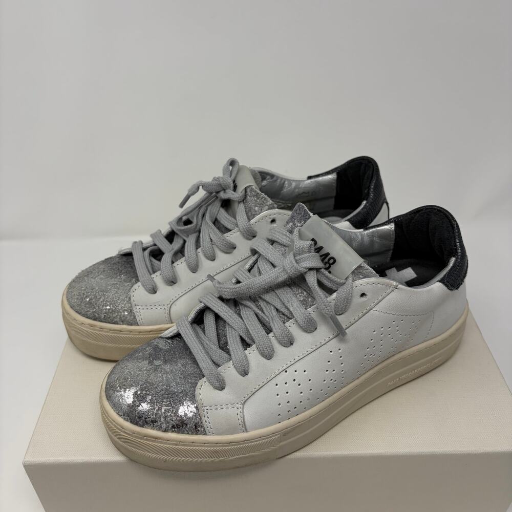 P448 Thea Silver Low Top Platform Sneakers (36)